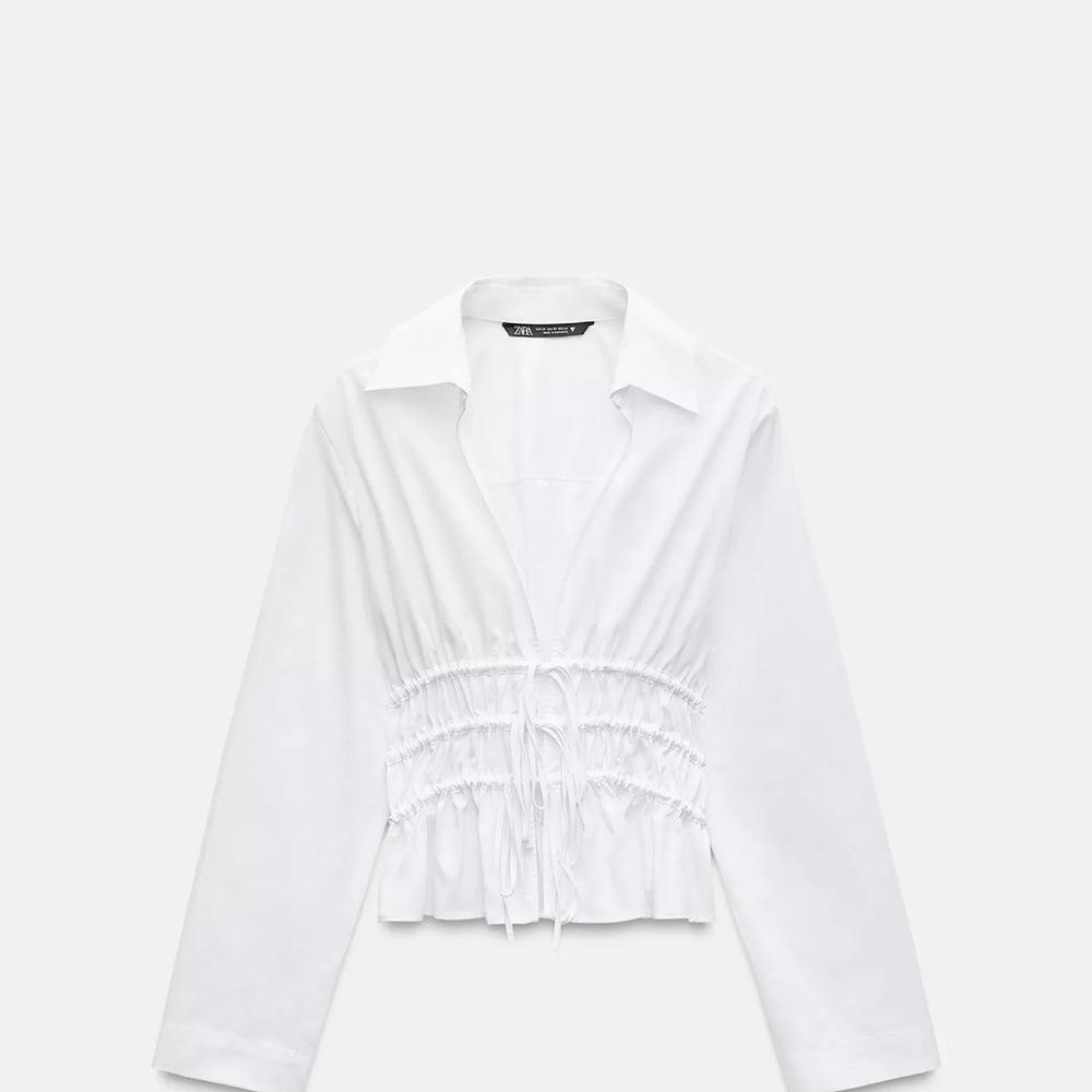 Zara LONG SLEEVED GABARDINE SHIRT Women's Top